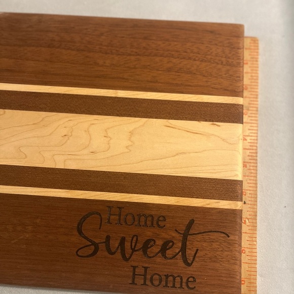 Handcrafted Wood Cutting Board - “Home Sweet Home” – Maple & Mahogany - Picture 2 of 14